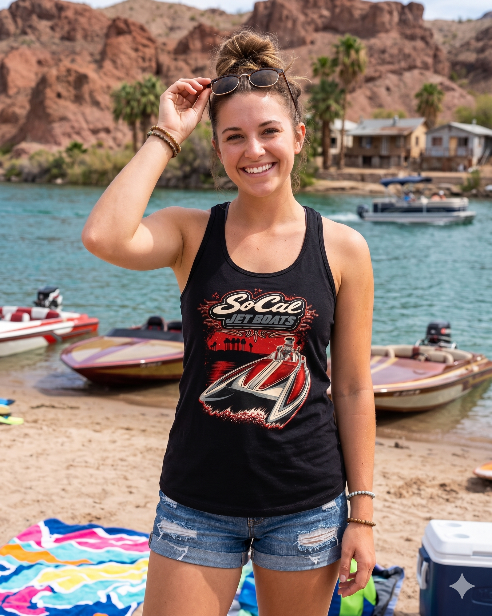 "The Daytona" Women's Black Racerback Tank Top