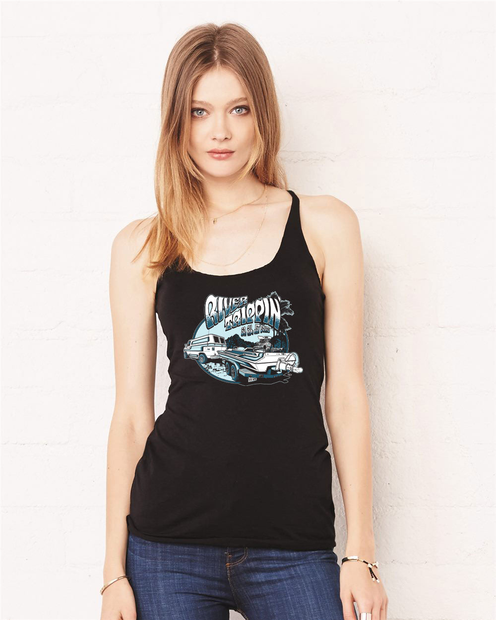 River Trippin' Women's Black Tank Top | SoCal Jet Boats | Jet Boat Apparel