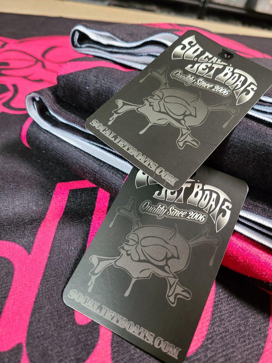 Black and Pink Beach Towel | SoCal Jet Boats | Jet Boat Apparel