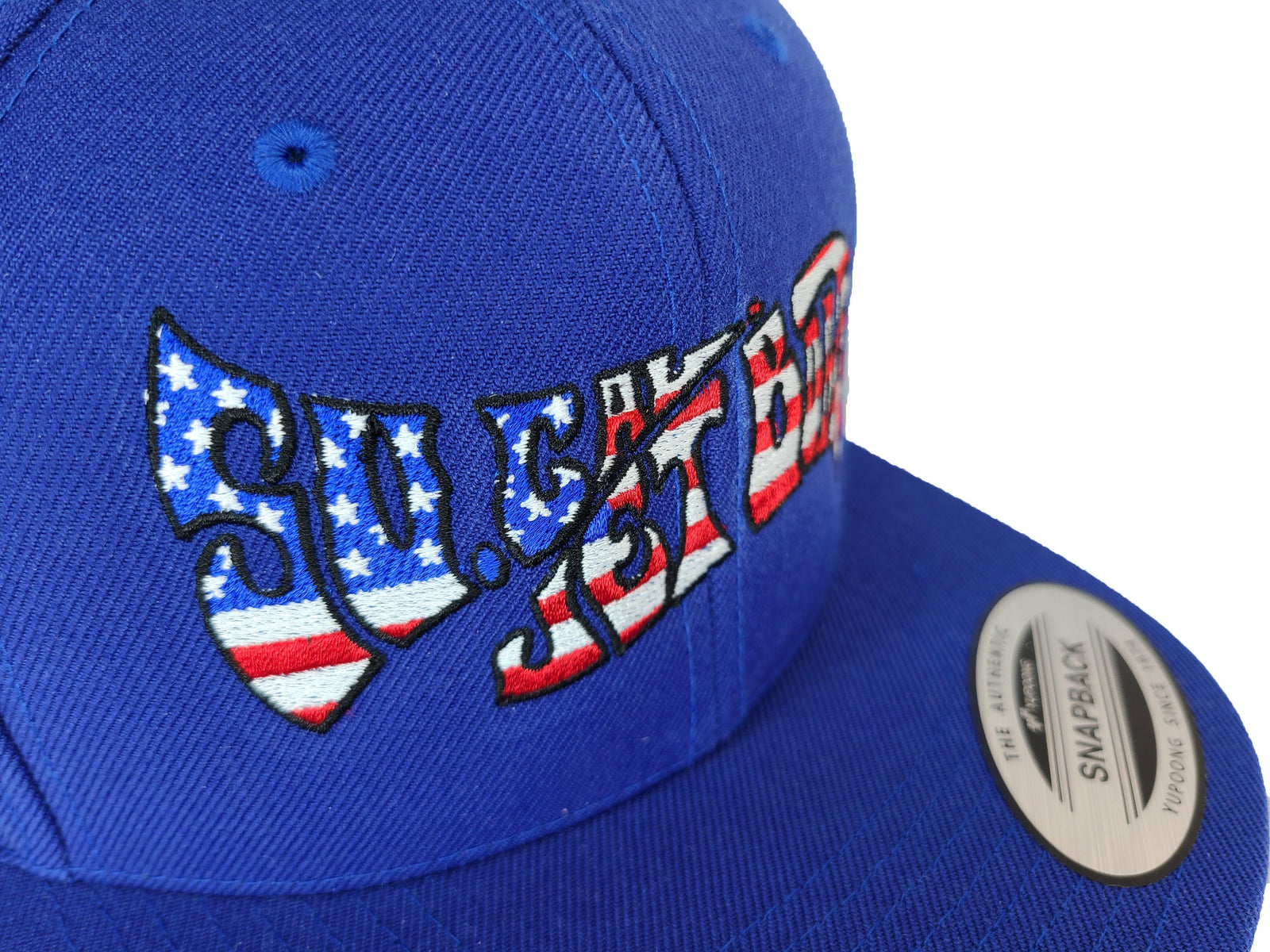 Blue Snapback with American Flag Wave Logo | SoCal Jet Boats | Jet Boat Apparel