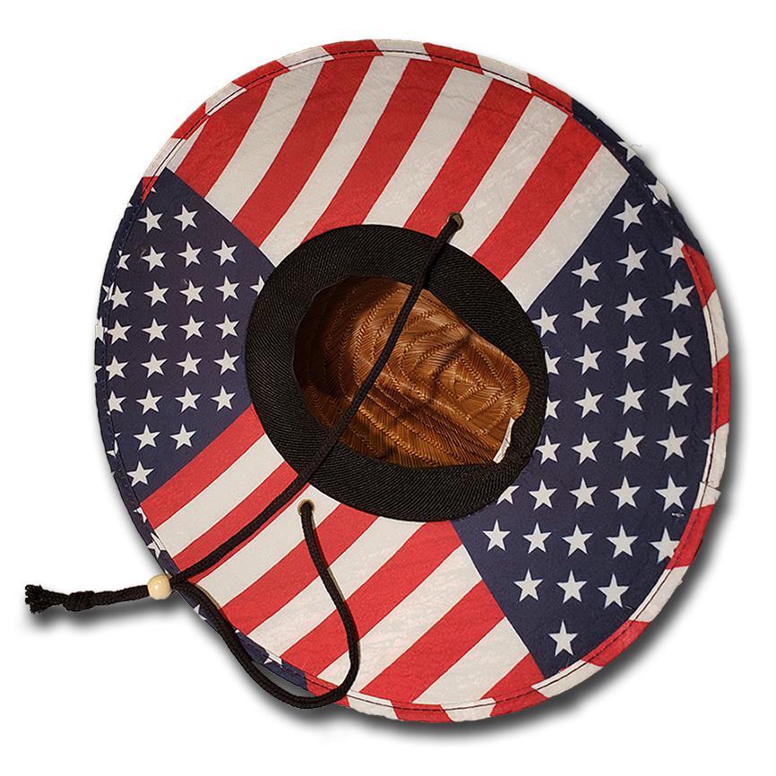 Straw Hat - American Flag w/ USA Wave Patch | SoCal Jet Boats | Jet Boat Apparel