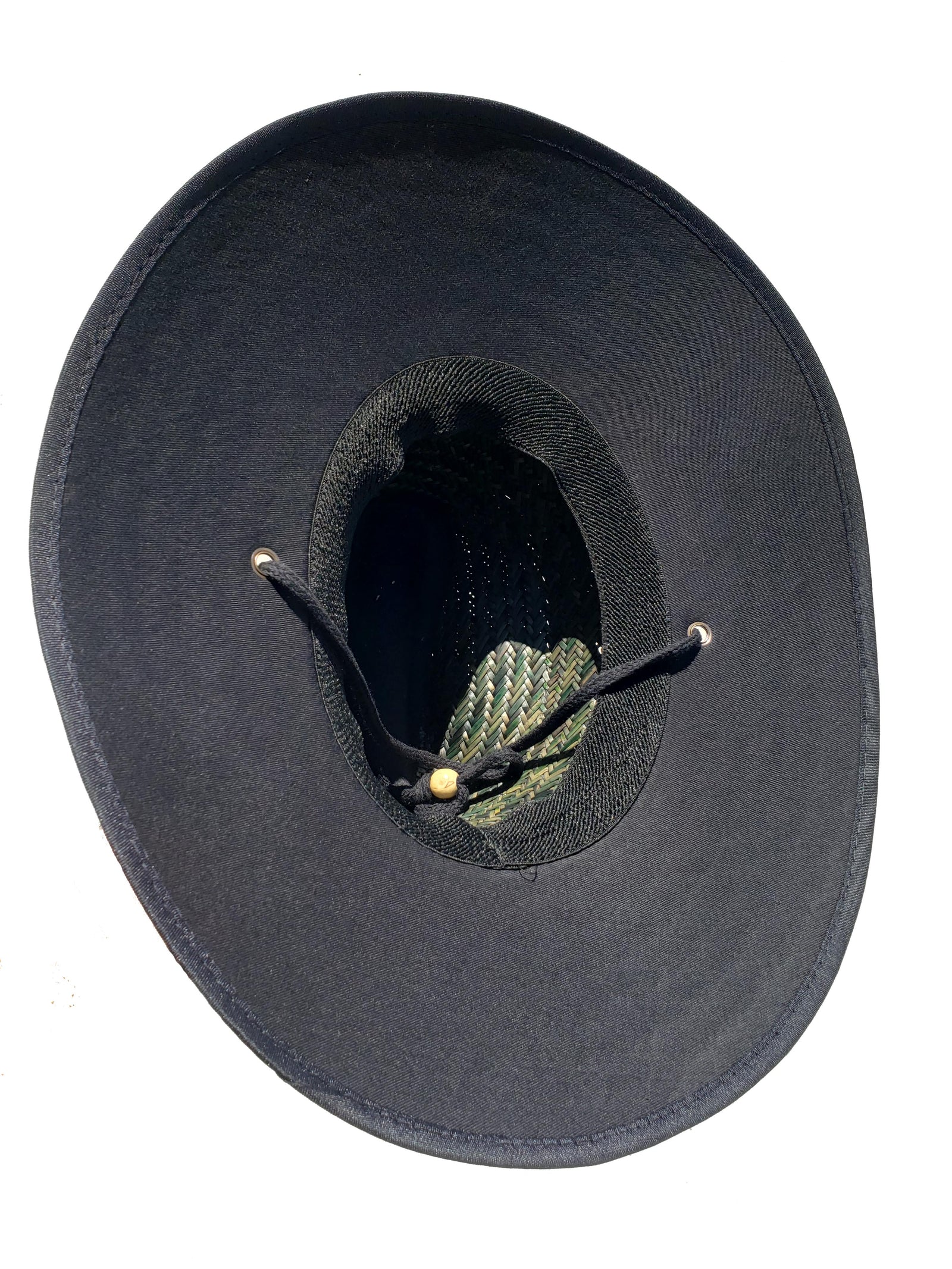 Straw Hat - Black w/ Circle Patch