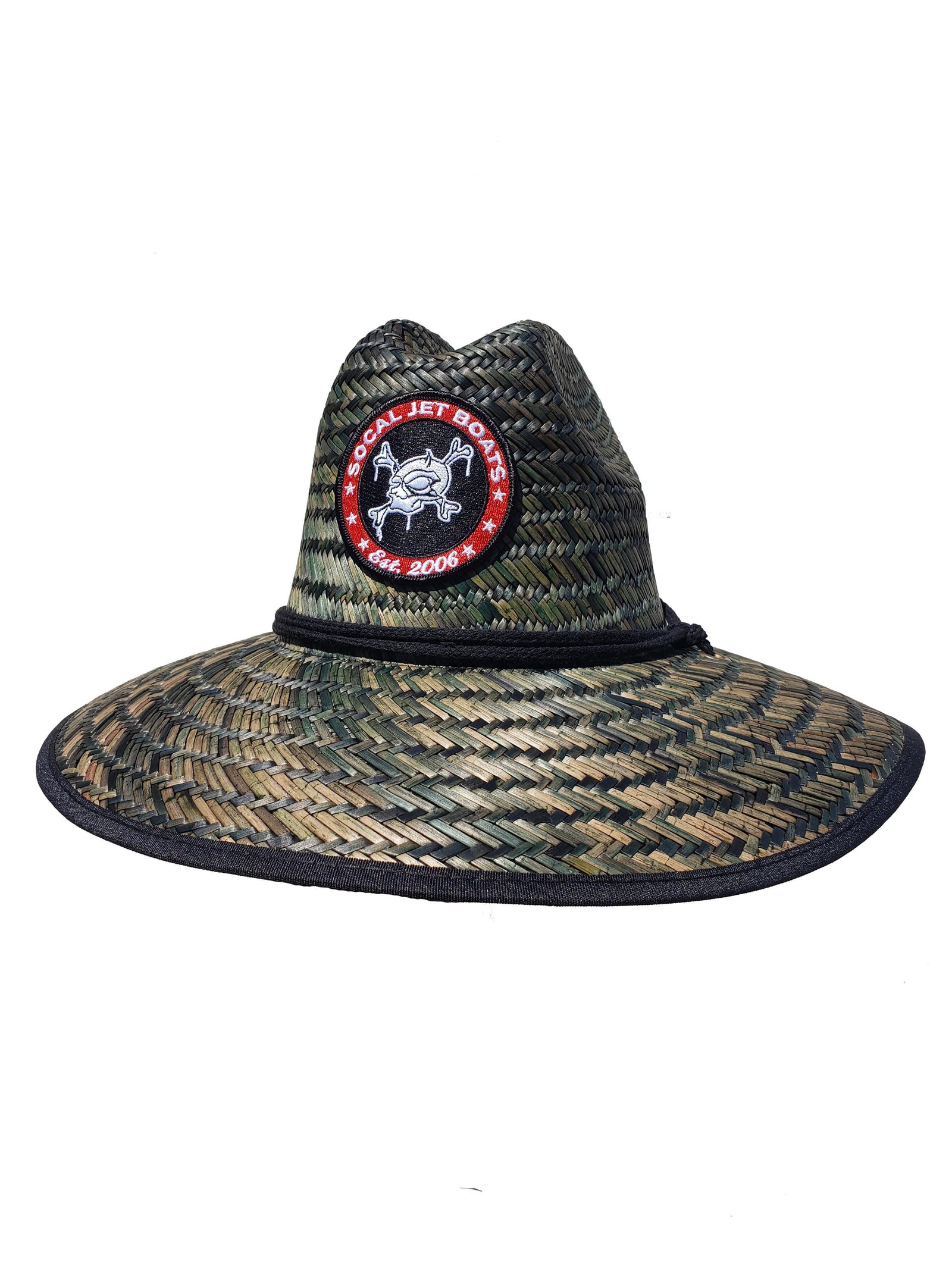 Straw Hat - Black w/ Circle Patch