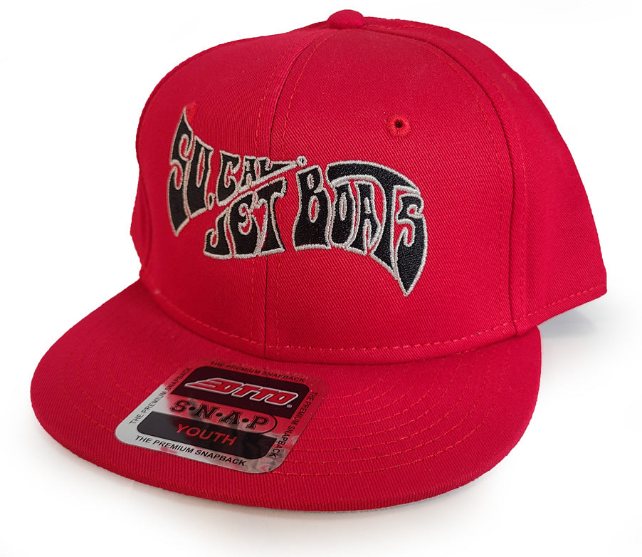 Youth Red Snapback Hat - Wave Logo