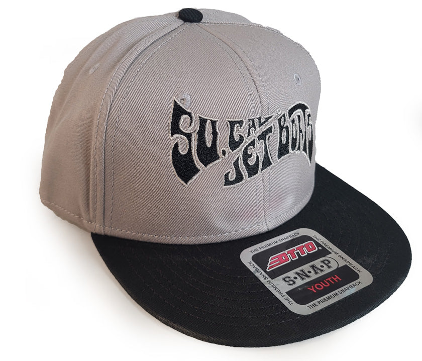 Youth Black and Grey Snapback Hat - Wave Logo