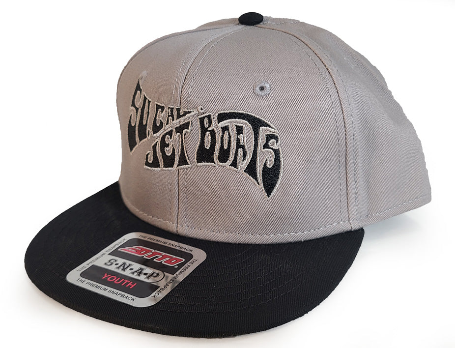Youth Black and Grey Snapback Hat - Wave Logo