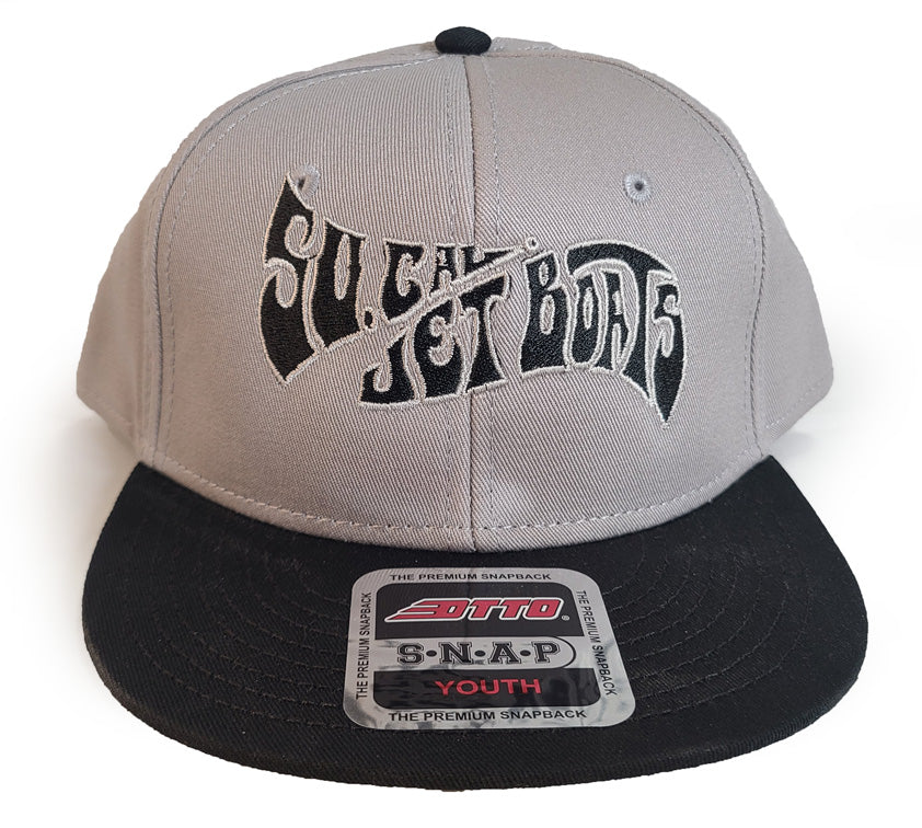 Youth Black and Grey Snapback Hat - Wave Logo