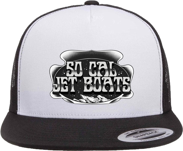 Black and White Space Logo Trucker Hat | SoCal Jet Boats | Jet Boat Apparel