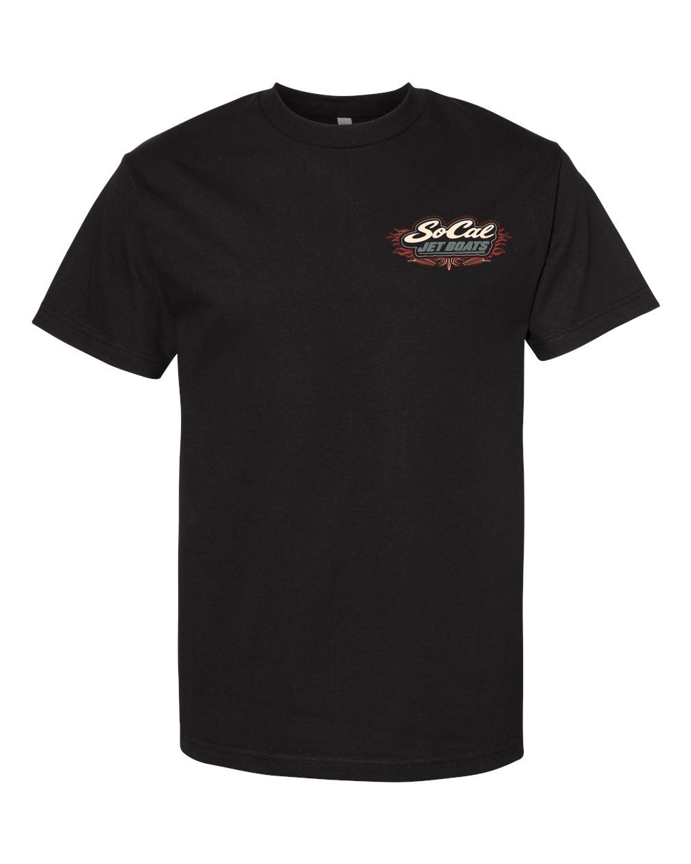 "The Daytona" Men's Black T-Shirt Front | SoCal Jet Boats
