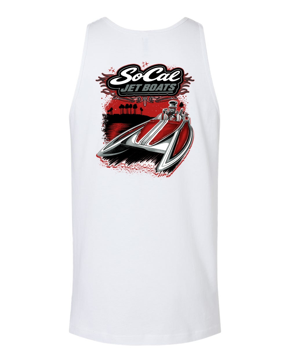"The Daytona" Men's White Tank Top Back | SoCal Jet Boats