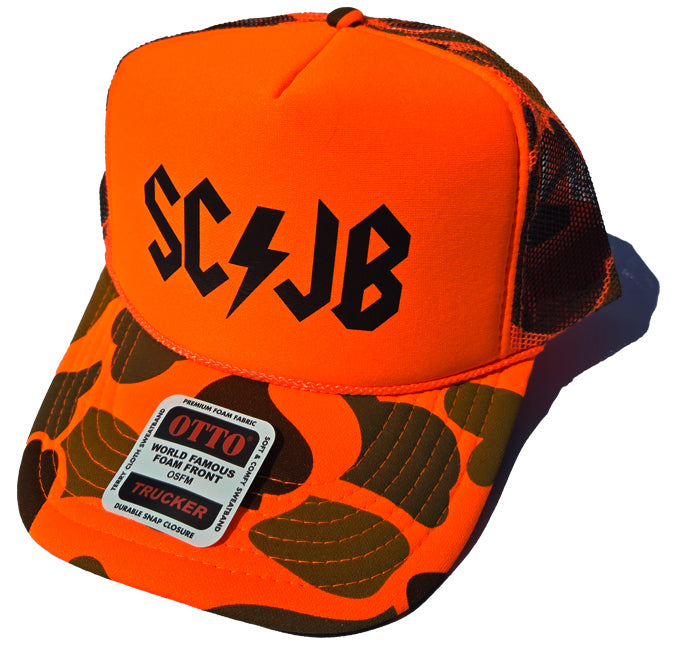 Orange Camo SCJB Bolt Foam Trucker Hat | SoCal Jet Boats | Jet Boat Apparel