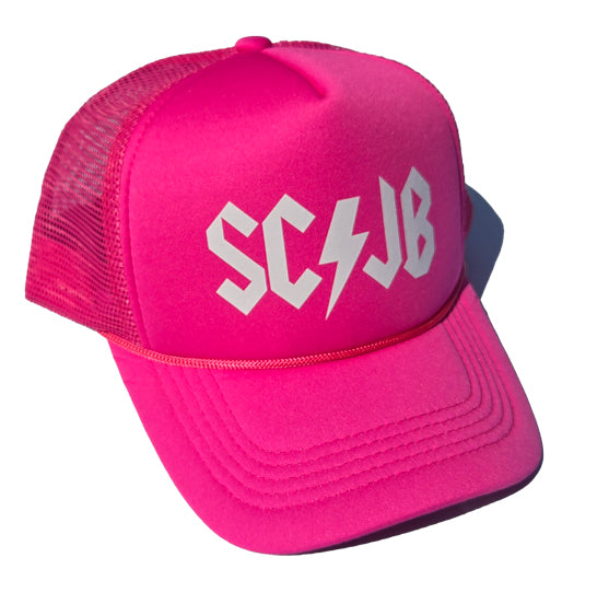 Pink SCJB Bolt Foam Trucker Hat | SoCal Jet Boats | Jet Boat Apparel