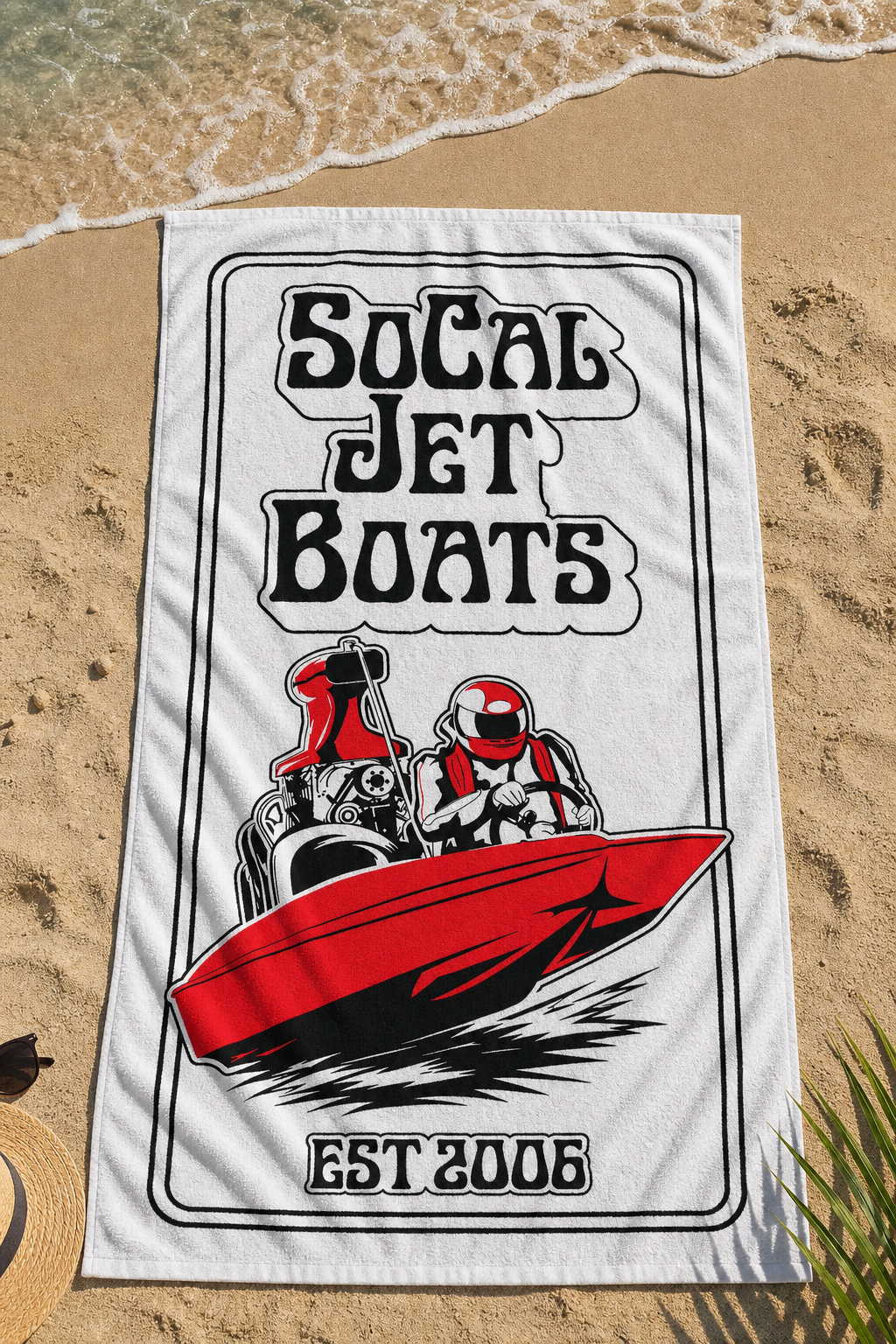 SoCal Jet Boats Red Racer Beach Towel