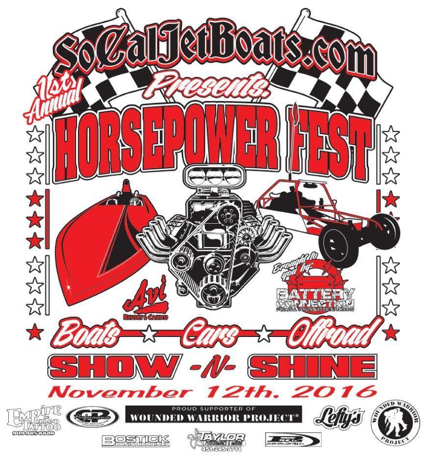 2016 Horsepower Fest White T-Shirt | SoCal Jet Boats | Jet Boat Apparel