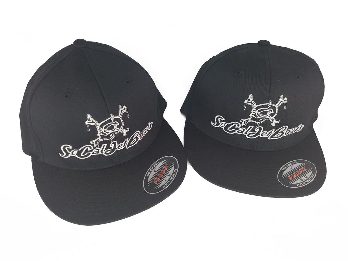 Black Flexfit Flat Bill Embroidered Hat | Socaljetboats | SoCal Jet Boats | Jet Boat Apparel