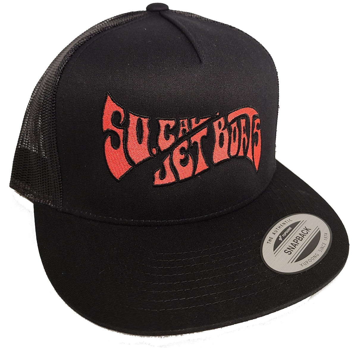 Black Mesh Pink Stitching Wave Hat