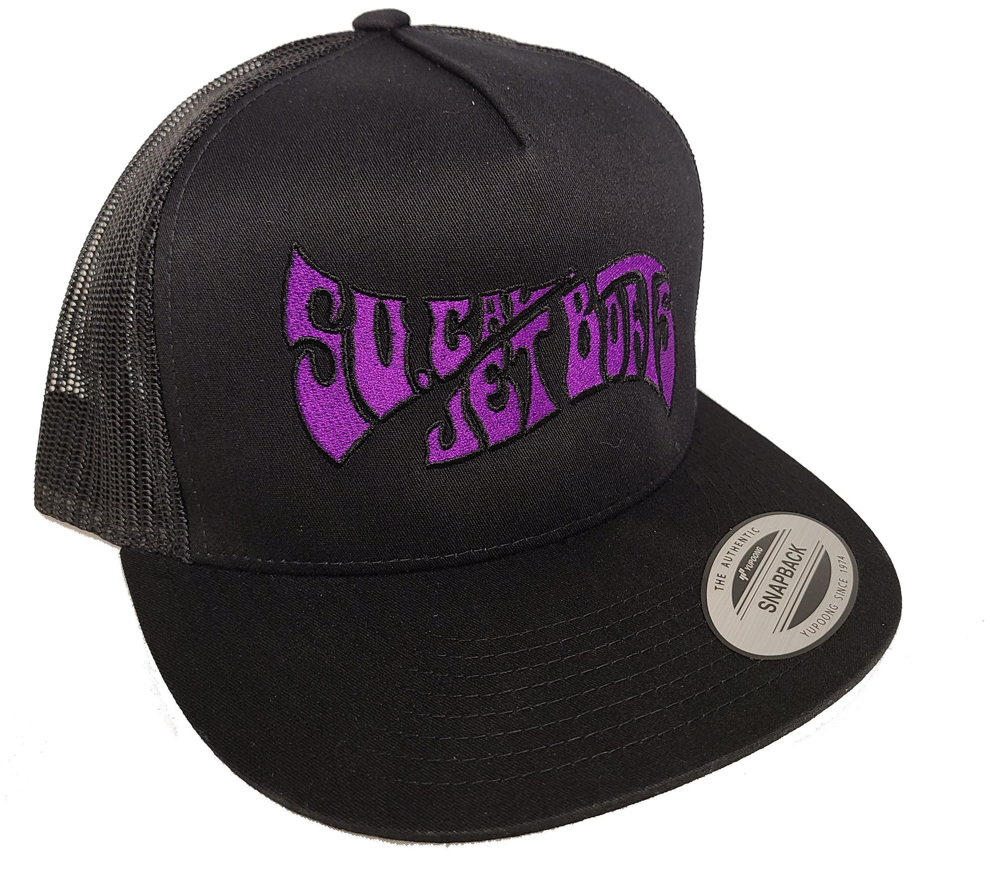 Black Mesh Purple Stitching Wave Hat