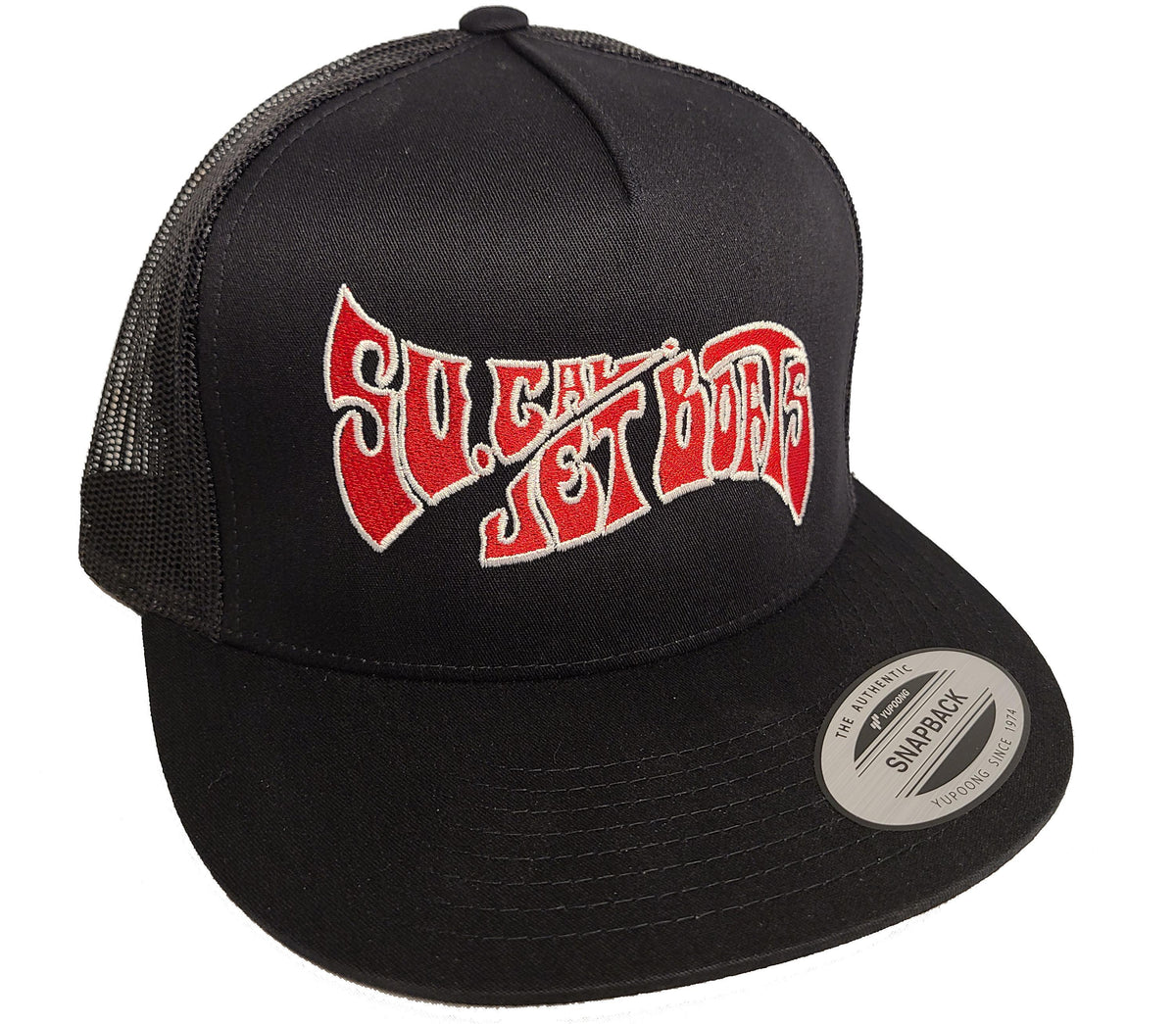 Black Mesh Red Stitching Wave Hat | SoCal Jet Boats | Jet Boat Apparel