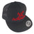 Black Mesh Snapback Trucker Hat - Red Stitching
