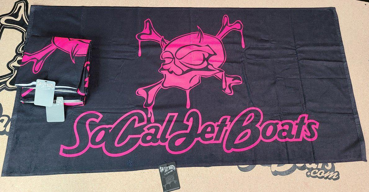 Black and Pink Beach Towel | SoCal Jet Boats | Jet Boat Apparel