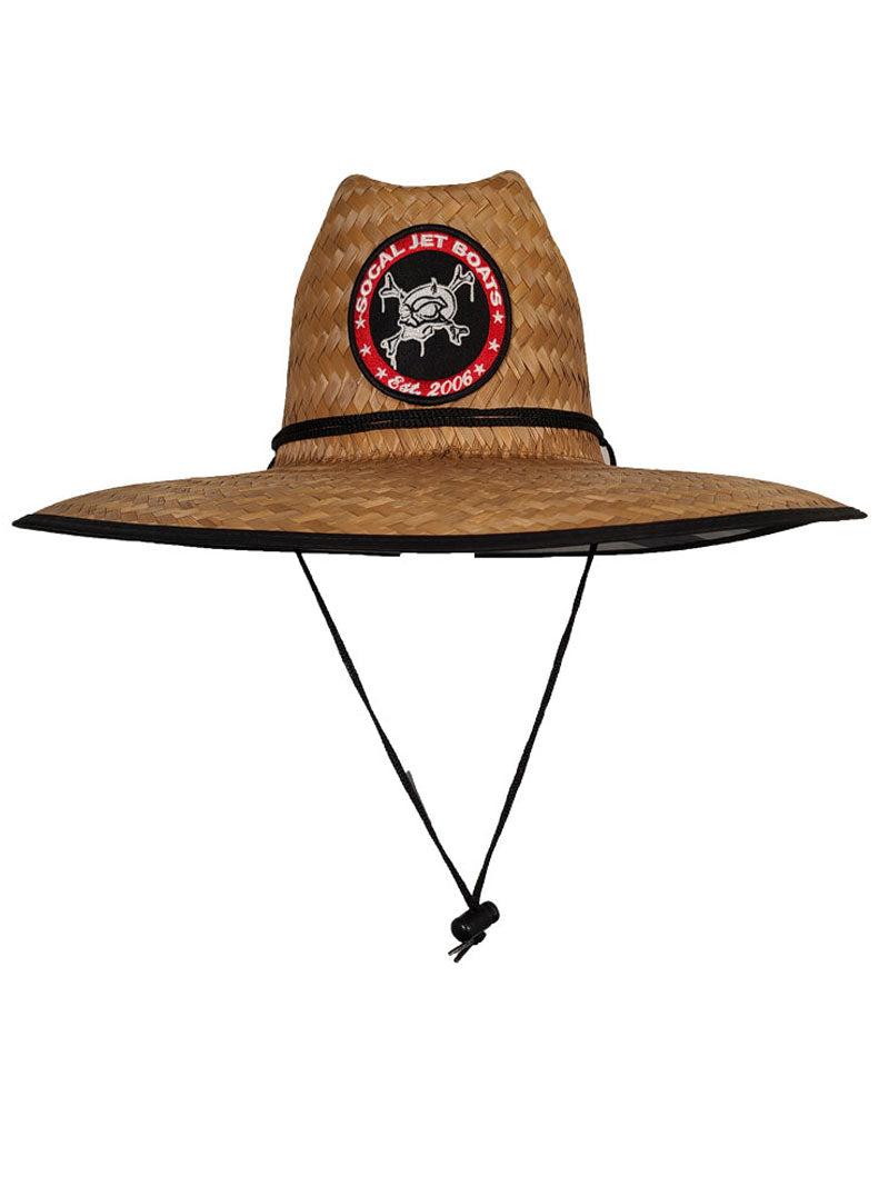 Straw Hat - Black American Flag w/ Circle Patch