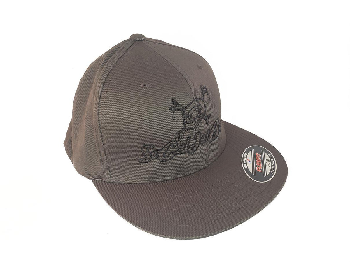Dark Grey Flexfit Flat Bill Fitted Hat | SoCal Jet Boats | Jet Boat Apparel