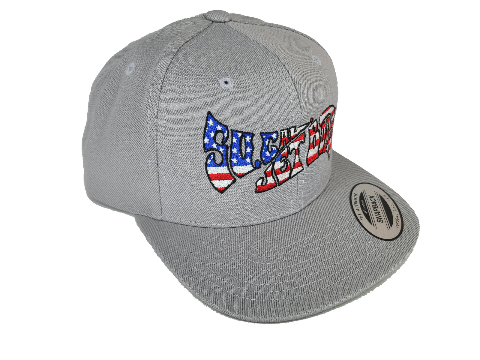 Grey Snapback with American Flag Wave Logo