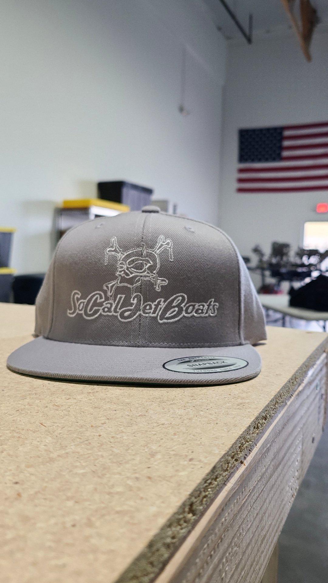 Grey Snapback with White Stitching | SoCal Jet Boats | Jet Boat Apparel
