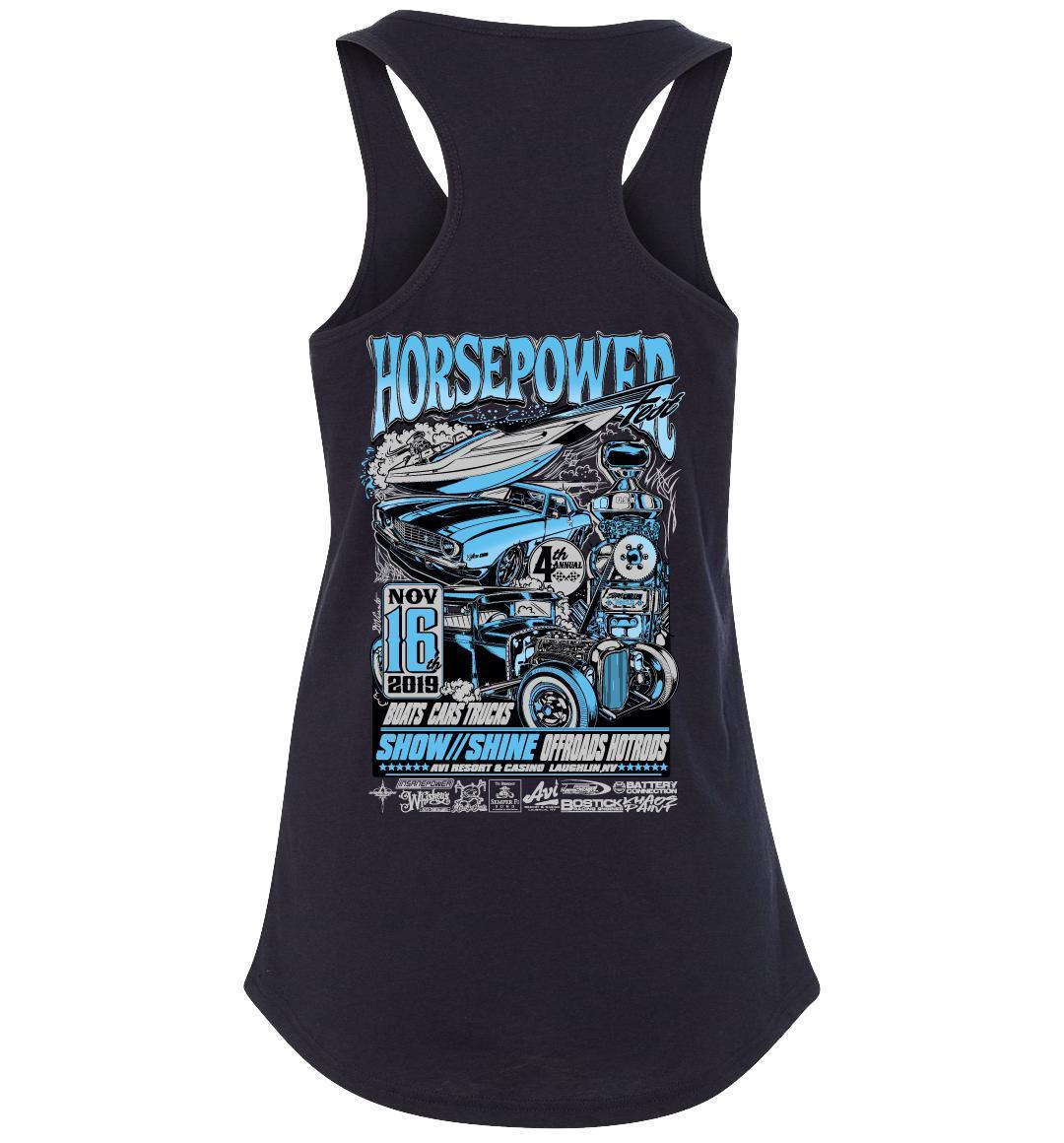 Horsepower Fest 2019 Womens Black Tank Top | SoCal Jet Boats | Jet Boat Apparel