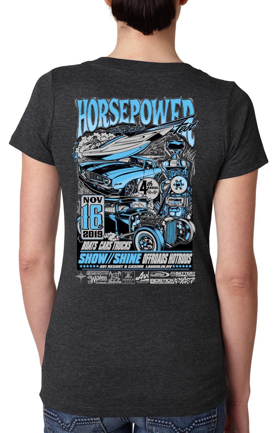 Horsepower Fest 2019 Womens Black V-Neck T-Shirt