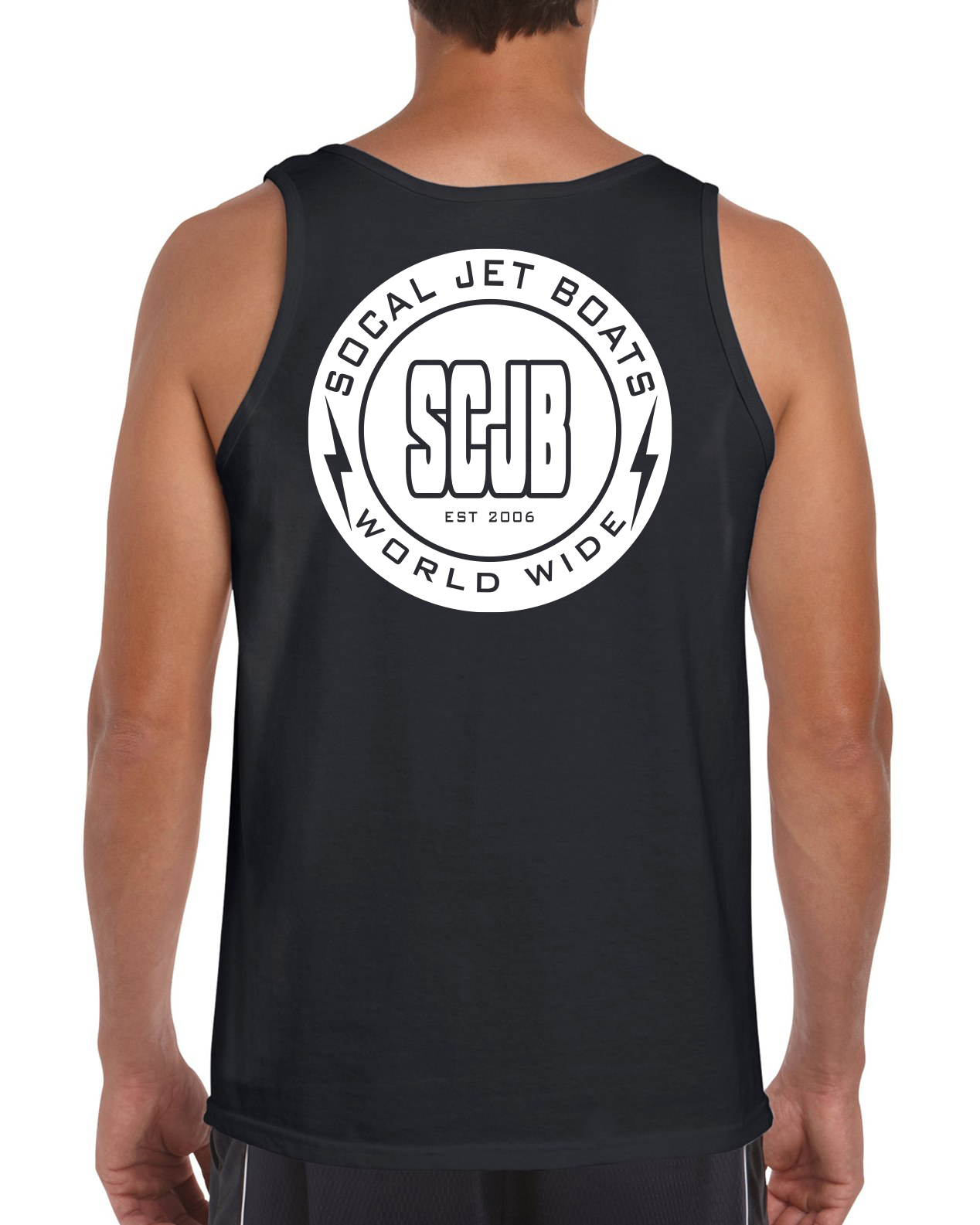 The White Bolt Mens Tank Top | SoCal Jet Boats | Jet Boat Apparel