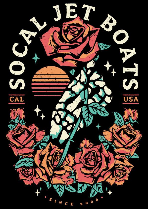 Skeleton Rose Women's Black Racerback Tank Top | SoCal Jet Boats | Jet Boat Apparel