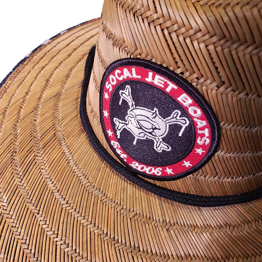 Straw Hat - Black American Flag w/ USA Wave Patch - SoCal Jet Boats