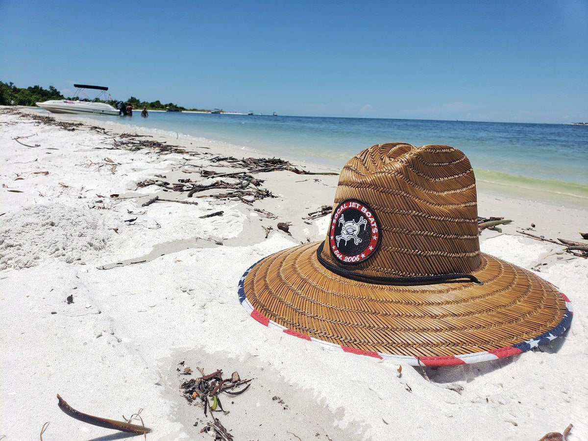 Straw Hat - American Flag w/ Circle Patch
