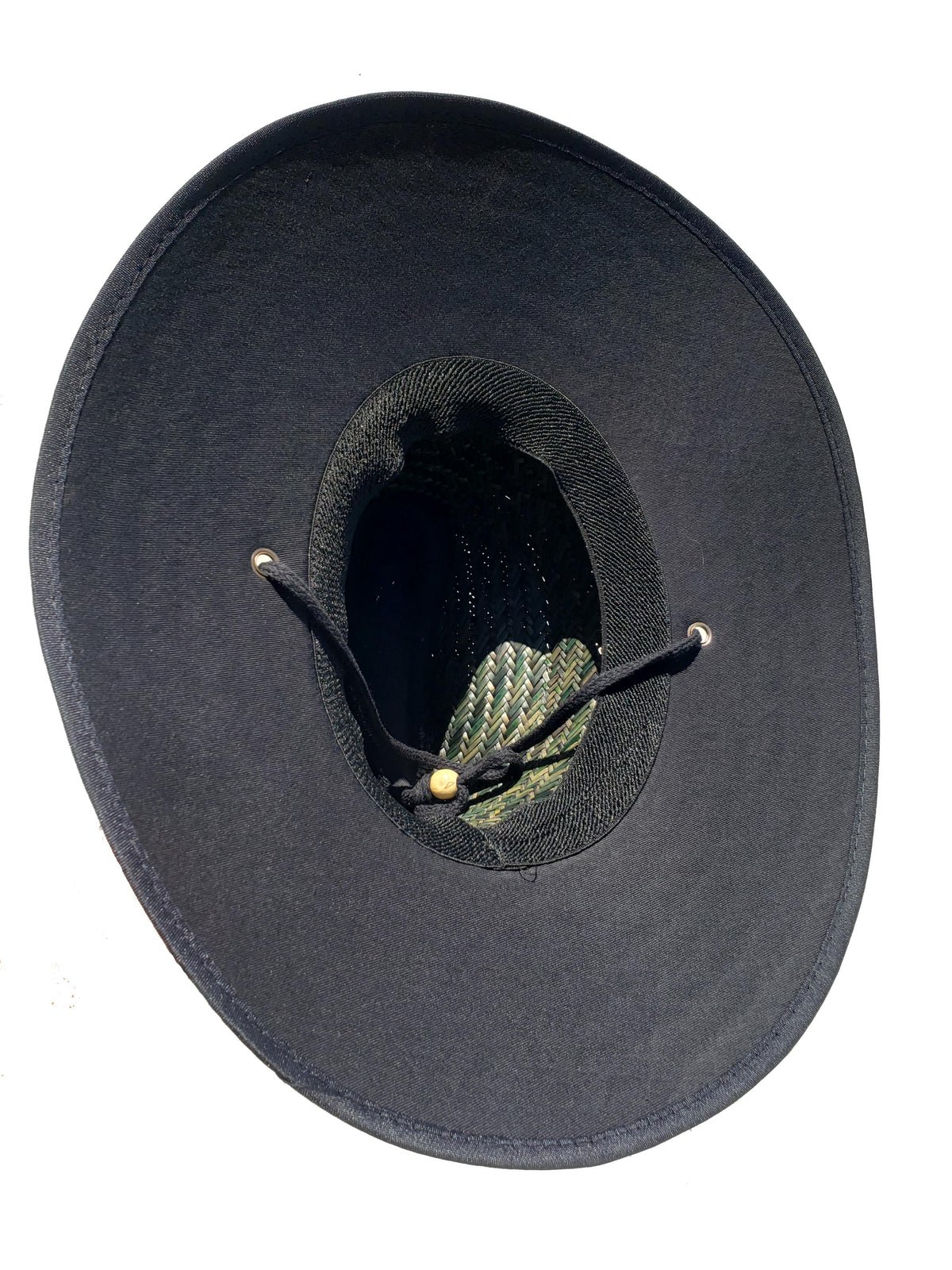 Straw Hat - Black w/ Circle Patch