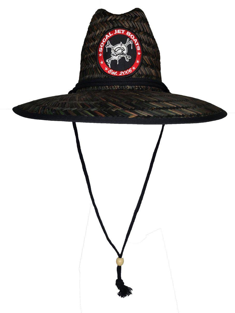 Straw Hat - Black w/ Circle Patch | SoCal Jet Boats | Jet Boat Apparel