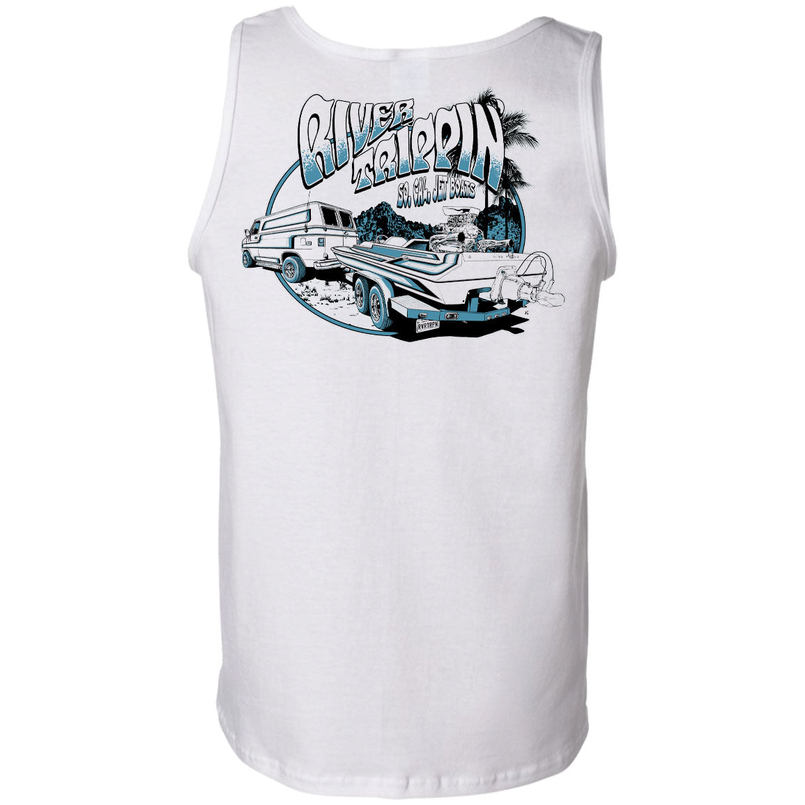River Trippin' Men's White Tank Top | SoCal Jet Boats | Jet Boat Apparel