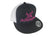 White Mesh Snapback Trucker Hat - Pink Stitching