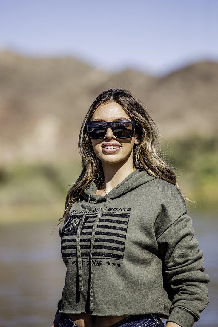 Women's Military Cropped Fleece Hoodie | SoCal Jet Boats | Jet Boat Apparel