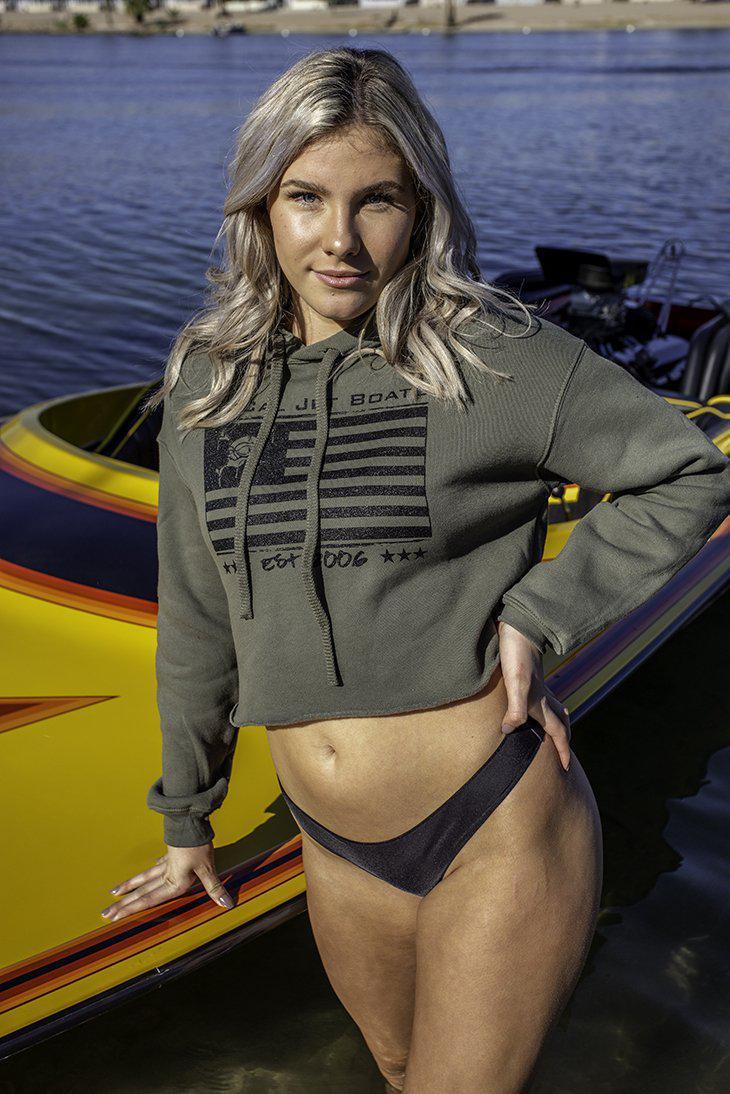 Women&#39;s Military Cropped Fleece Hoodie